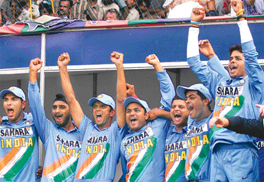 Indian players celebrate their win over England in the fourth one-dayer at Kochi on Thursday