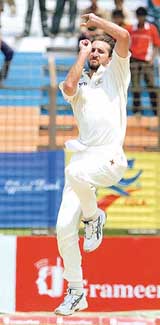 Australian bowler Jason Gillespie in actiom during the second Test match between Bangladesh and Australia in Chittagong