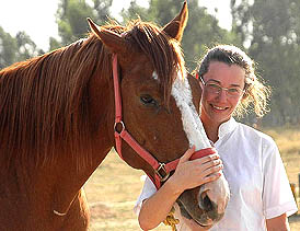 Christina Billimoria with Majestic after the preliminary rounds of the Asian Show Jumping Challenge in Chandigarh on Tuesday