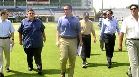 Members of the ICC panel along with PCA officials check the facilities at the PCA stadium in Mohali on Tuesday