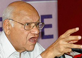 Mr Julio Francis Ribeiro makes a point during a visit to Chandigarh on Thursday