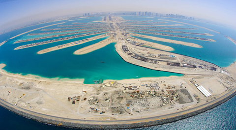 Palm Island has been built on land reclaimed from the sea that will add 120 km of sandy beaches and visible from the moon