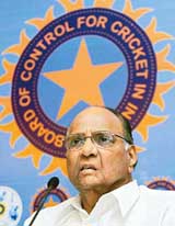 BCCI President Sharad Pawar addresses a press conference in New Delhi on Friday