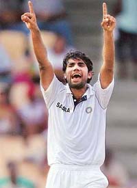 Munaf Patel successfully appeals against Daren Ganga of the West Indies on the second day of the second Test in St Lucia