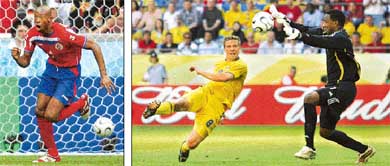 Costa Rica�s Paulo Wanchope breached the German defence twice in the World Cup opener; Debutants Trinidad & Tobago snatched a point from the Swedes due to the goalkeeping of Shaka Hislop
