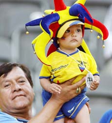 Ecuador�s supporters cheer prior to the Group A match between Ecuador and Germany in Berlin on Tuesday.