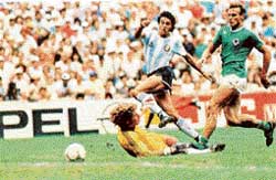 Argentina�s Jorge Burruchaga (blue) scored the match-winner against Germany in the 1986 World Cup final. This has easily been the most exciting summit clash in the past two decades.