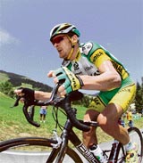 USA�s Floyd Landis rides during the 200.5 km 17th stage of the 93rd Tour de France cycling race from Saint-Jean-de-Maurienne to Morzine on Thursday.