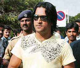 Mahendra Singh Dhoni arrives for the four-day skills camp in Bangalore on Sunday.