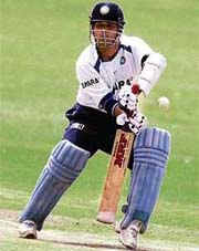 Sachin Tendulkar plays a shot during a practice session in Bangalore on Tuesday.