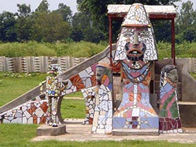  A piece of art work,  made out of an old road roller, at the BBMB rock garden in Talwara.