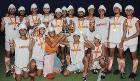 Ludhiana B team members with the trophy after they beat Ropar in the final of the Miri Piri Punjab State Junior Hockey Tournament at Bhaini Sahib on Sunday