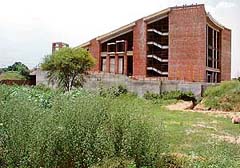 Bushes and shrubs grow all over the incomplete Beant Singh memorial in Sector 42, Chandigarh