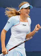 Czech Republic�s Nicole Vaidisova wins a point during her second-round match against Russia�s Alina Jidkova at the US Open in New York on Thursday. Vaidisova won 6-2, 3-6, 6-3.