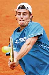 Australian Lleyton Hewitt in action during practice in Buenos Aires, Argentina, on Tuesday. Australia will take on Argentina in the semifinals of the Davis Cup from September 22-24.