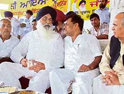 SAD president Parkash Singh Badal at a state-level function of Dhanak Samaj in Bathinda on Saturday.