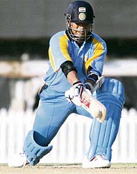 Sachin Tendulkar of India Blue plays a reverse sweep during a match of the Challenger Series against India Green at the MA Chidambaram Stadium in Chennai on Monday.