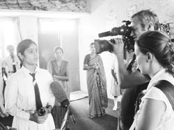 A team of documentary makers from Germany at the Netaji Subhas Chandra Bose Foundation in Ropar.