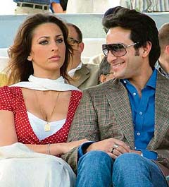 Saif Ali Khan with his girlfriend Rosa at the final game of the Bhopal-Pataudi Polo Trophy-2006, at Jaipur Polo Ground