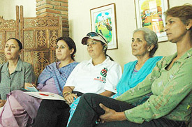 Rima Dhillon, Dalbir Sahi, Paulin J.M. Singh, Tina Jain and Babbles Singh, committee members of the 14th Punjab Open Ladies Amateur Golf Championship talk to mediapersons at the Chandigarh Golf Club on Monday. 