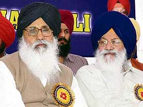 SAD president Parkash Singh Badal in a pensive mood at a college function at Killianwali