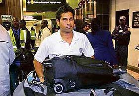 Sachin Tendulkar arrives at the OR Tambo Airport in Johannesburg