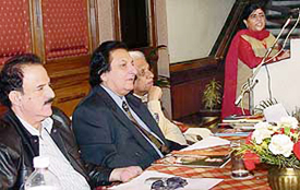 The Chairman of the International Punjabi Conference, Fakhar Zaman, at a function organised by the Haryana Urdu Akademi in Sector 10, Panchkula, on Sunday.