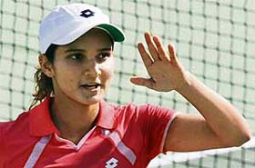 Sania Mirza is all smiles after beating China�s Na Li 6-2, 6-2 in the women�s doubles semifinal in Doha