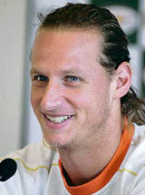 Argentina�s David Nalbandian during a news conference in Chennai on Sunday. World No. 8 Nalbandian and world No. 2 Rafael Nadal of Spain start favourites in the strongest-ever singles main draw at the ATP Chennai Open commencing on Monday. 