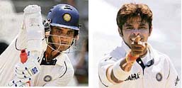 Sourav Ganguly (left) was the top run-getter for India in the Test series, while S. Sreesanth was the most successful bowler from either side. 