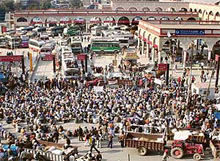 Hundreds of farmers, along with their family members, gheraoe the bus stand in Amritsar on Monday.