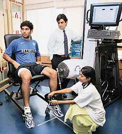 Yuvraj Singh undergoes a test at Saifee Hospital in Mumbai