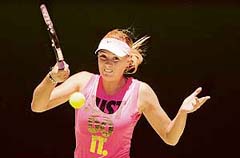 World No. 2 Maria Sharapova hits a forehand during a practice session in the lead-up to the Australian Open, in Melbourne