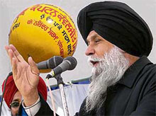 Former Finance Minister and SAD-BJP candidate from Banur Capt Kanwaljit Singh during election campaign at Zirakpur on Sunday.
