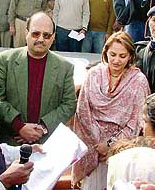 General secretary of the Samajwadi Party Amar Singh and cinestar and MP Jayaprada express sympathies with the aggrieved families in Muktsar on Sunday.