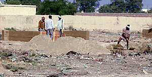 Encroachments coming up on Senia Road in Fazilka. The land is governed by the Municipal Council.