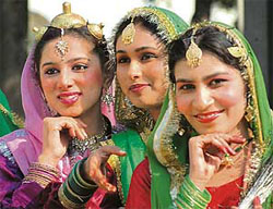 Girls wait for their turn to perform �giddha� during a cultural programme at the Government Mohindra College in Patiala on Friday.