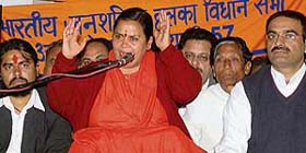 Ms Uma Bharti, addresses an election rally in Ludhiana