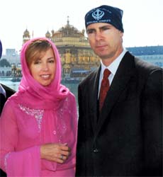 Premier of Ontario Dalton McGuinty and his Wife Terry after paying obeisance at the Golden Temple in Amritsar