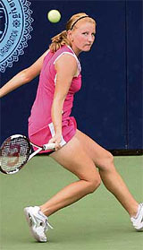 Russia�s Alla Kudryavtseva in action against China�s Yuan Meng in the first round of the Pattaya Open