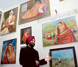 Famous artist Jarnail Singh at his art gallery in Chandigarh on Tuesday