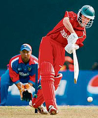 Zimbabwe�s Sean Williams in action against Bermuda during a warm-up match in Kingstown on Thursday