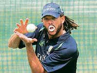 Australia�s Andrew Symonds catches the ball during a training session in St Kitts on Thursday. 