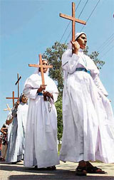 Nuns participate in special service on the occasion of Good Friday in Jalandhar.