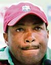 West Indies captain Brian Lara addresses a press conference in St George�s on Tuesday. 