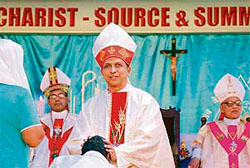 Bishop Anil Jose Thomas Couto after his installation at St Mary�s Cathedral Church in Jalandhar Cantonment.