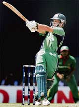 Ireland�s William Porterfield plays a shot against Bangladesh during the Super Eight match at the Kensington Oval in Bridgetown on Sunday.
