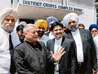 Supreme Court senior advocate Shushil Kumar representing Parkash Singh Badal and his family come out of the court after hearing in the disproportionate assets case in Rupnagar.