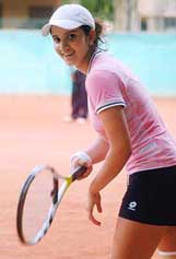 World number 50 Sania Mirza practises on a claycourt at Sindh colony in Hyderabad on Monday. After an injury layoff, she aims to return to competition at next week�s German Open in Berlin. 