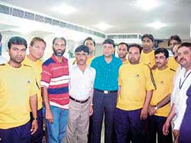 Pakistan hockey players in Baddi on Tuesday. 